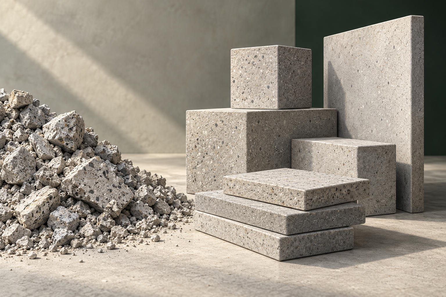 Détail de surfaces et d’éléments préfabriqués en béton